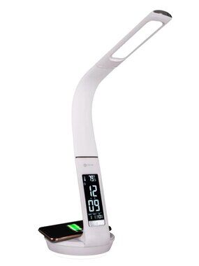 LED Desk Lamp with Clock & Wireless Charging Station
